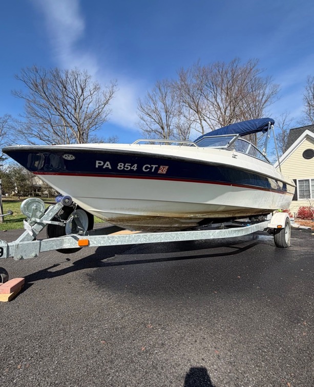 Detailed boat exterior on trailer